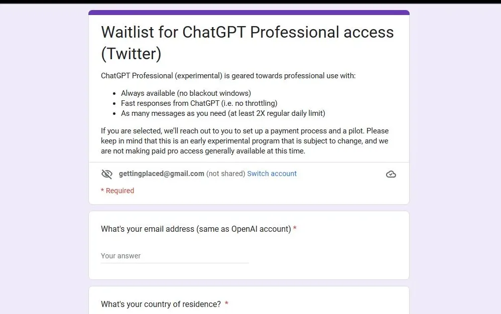 Get Professional Access to ChatGPT: Fill Out This Form Now Before It's Too Late